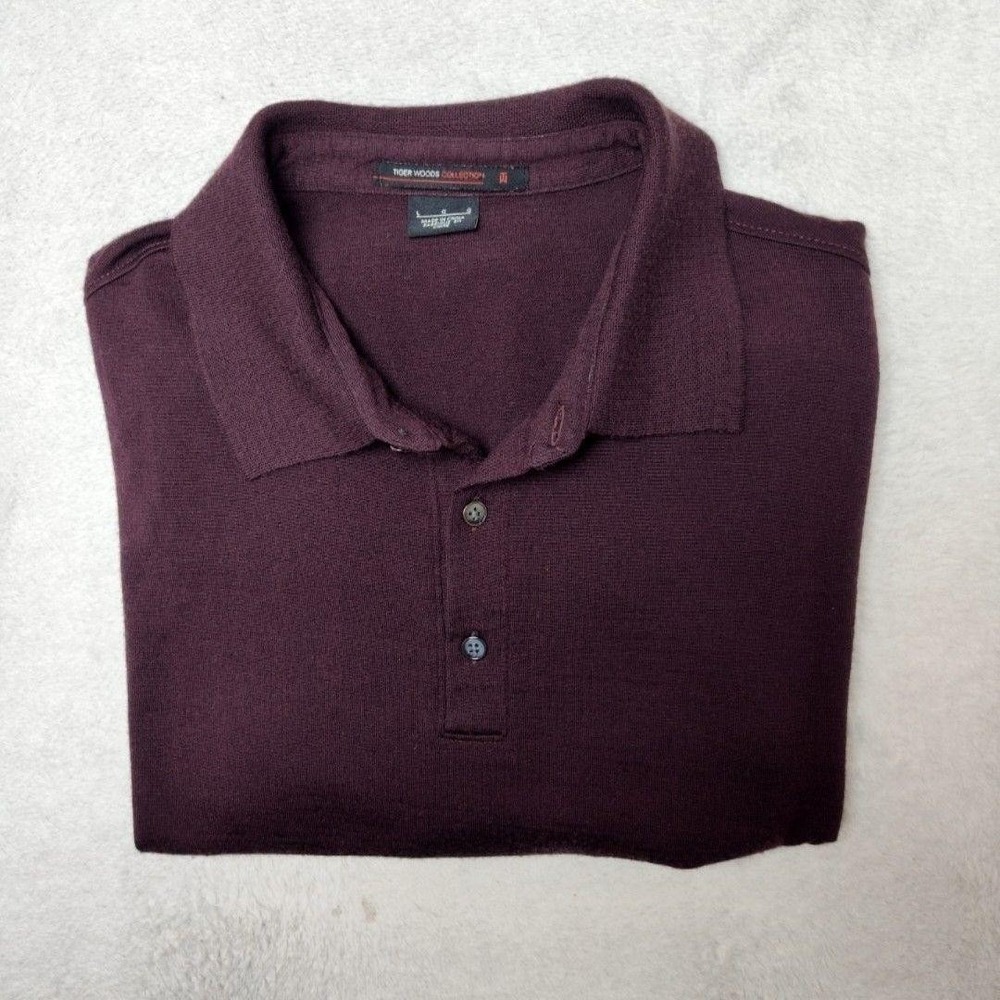 Nike Tiger Woods Polo‎ Sweater Mens L Purple Wool Golf Collared Pullover 382783